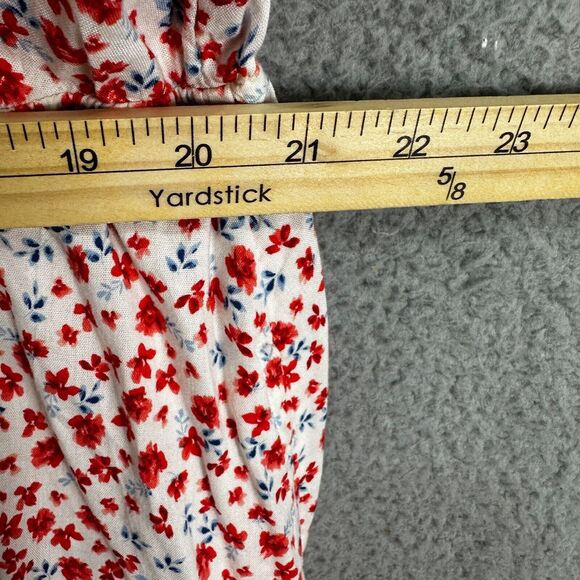 Old navy dress womens 2X ivory red floral lace pockets ruffle boho cottagecore - Picture 6 of 9